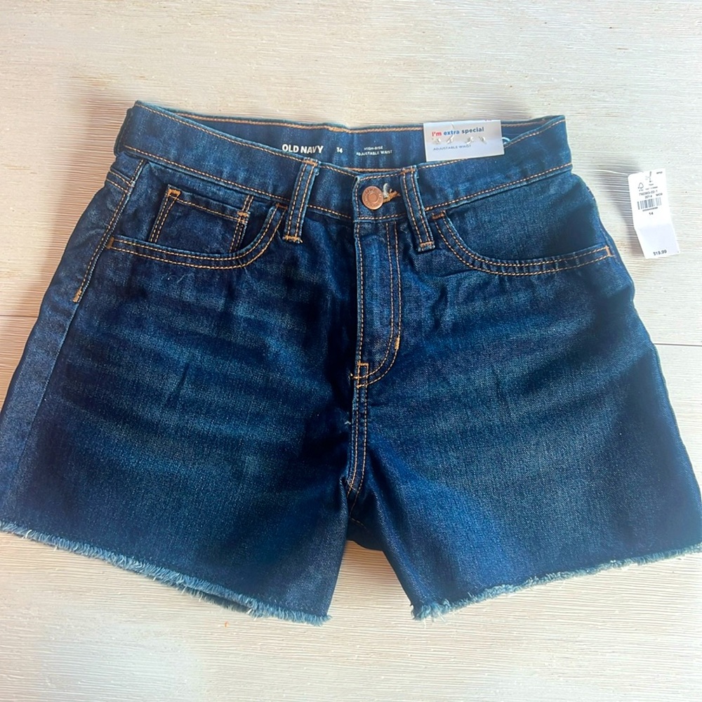 NWT - Old Navy Girls Dark Blue Denim Shorts - Size 14